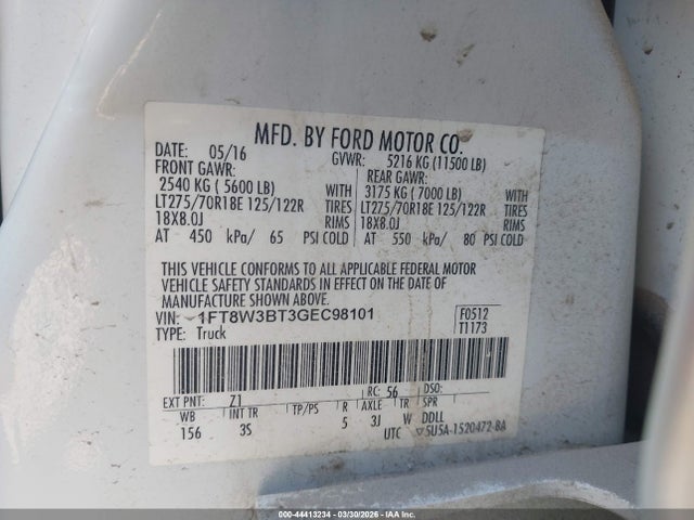 1FT8W3BT3GEC98101 Ford F-350 Xlt