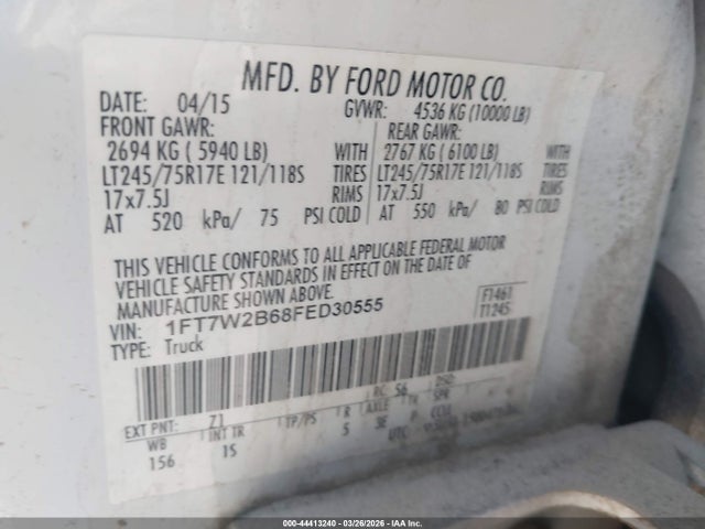 Ford F-250 Xl 2015 1FT7W2B68FED30555 Image 9