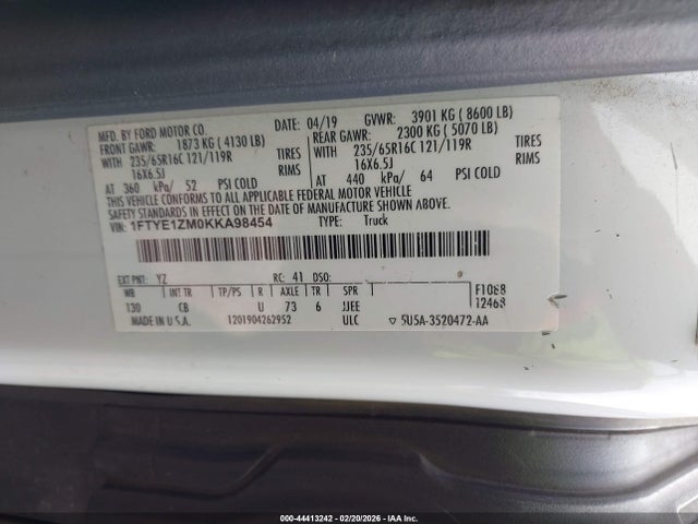 1FTYE1ZM0KKA98454 Ford Transit-150