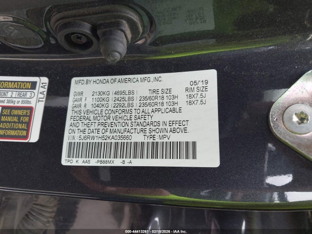 5J6RW1H52KA035660 Honda CR-V EX