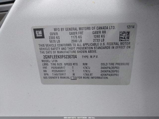 2GNFLEEK8F6236704 Chevrolet EQUINOX LS