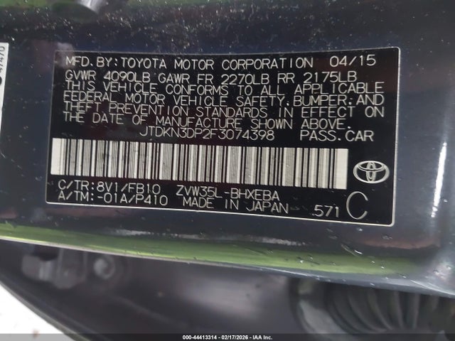 Toyota PRIUS PLUG-IN 2015 JTDKN3DP2F3074398 Image 9