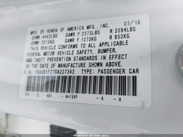19UUB1F37GA007343 Acura TLX
