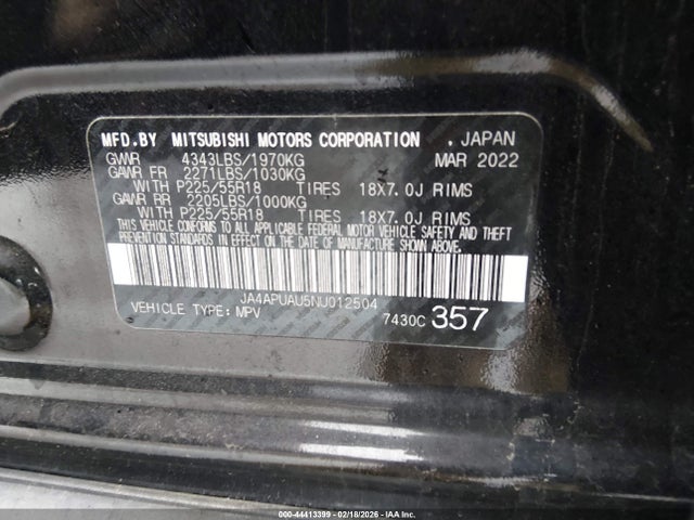 2022 MITSUBISHI OUTLANDER SPORT JA4APUAU5NU012504 Photo 8