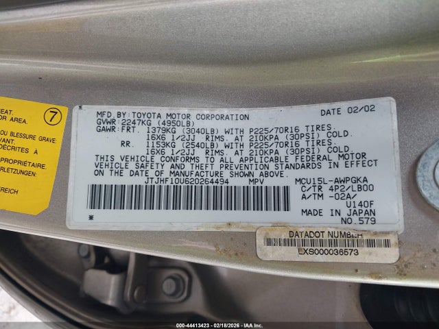 Продажа на аукционе авто 2002 Lexus Rx 300, vin: JTJHF10U620264494, номер лота: 44413423