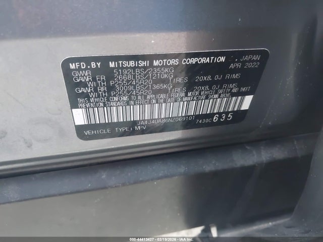 Продаж на аукціоні авто 2022 Mitsubishi Outlander Black Edition S-awc/se 2.5 S-awc/se Launch Edition S-awc, vin: JA4J4UA86NZ069101, номер лоту: 44413427