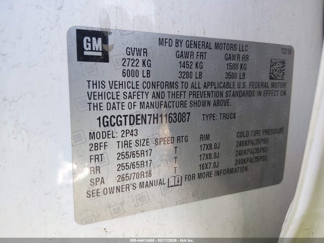 1GCGTDEN7H1163087 Chevrolet Colorado Z71
