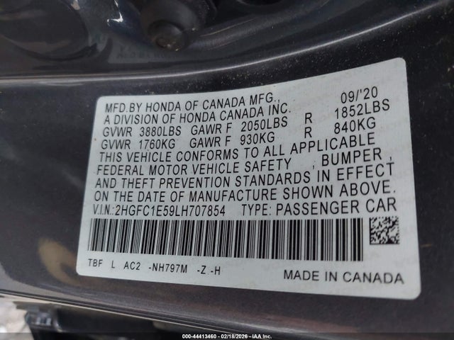 2HGFC1E59LH707854 Honda CIVIC SI SEDAN
