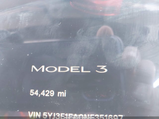 Продажа на аукционе авто 2022 Tesla Model 3 Rear-wheel Drive, vin: 5YJ3E1EA0NF351697, номер лота: 44413494