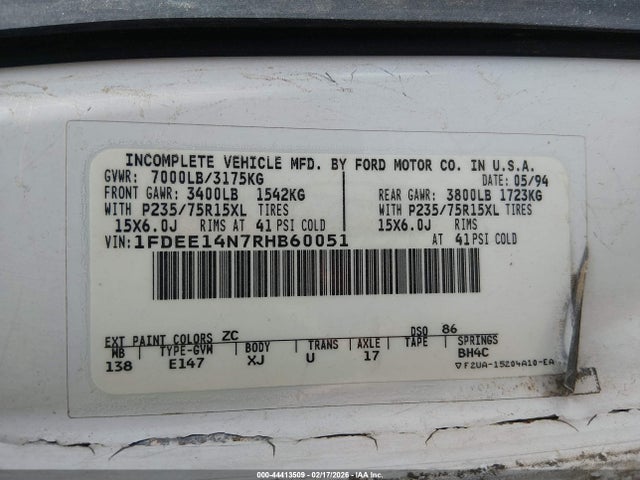 1994 FORD ECONOLINE 1FDEE14N7RHB60051 Photo 8