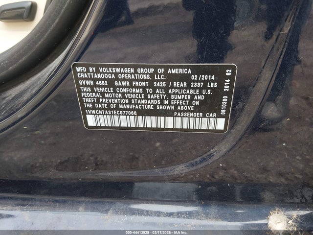 2014 VOLKSWAGEN PASSAT 1VWCN7A31EC077060 Photo 8