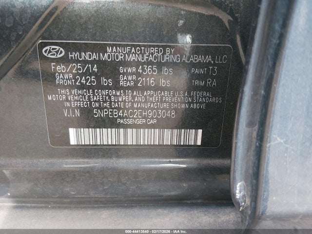 Hyundai SONATA GLS 2014 5NPEB4AC2EH903048 Image 9