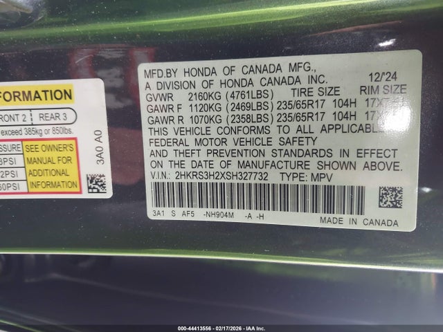 2HKRS3H2XSH327732 Honda Cr-v Lx 2wd