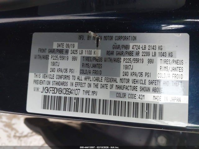 44413597 :رقم المزاد ، JM3KFBDM8K0694107 vin ، 2019 Mazda Cx-5 Grand Touring مزاد بيع