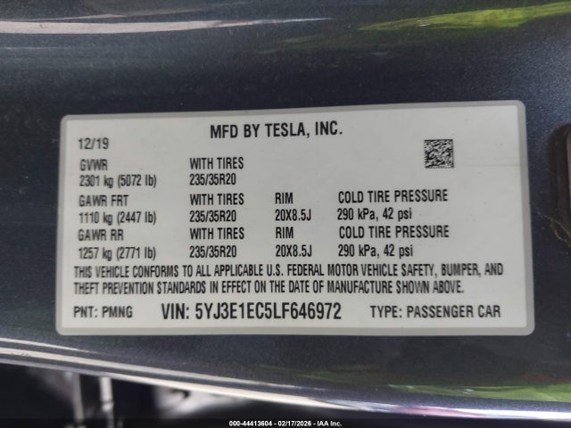 2020 TESLA MODEL 3 5YJ3E1EC5LF646972 Photo 8