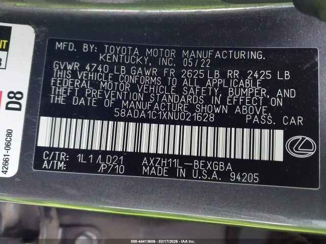 2022 LEXUS ES 300H 58ADA1C1XNU021628 Photo 8