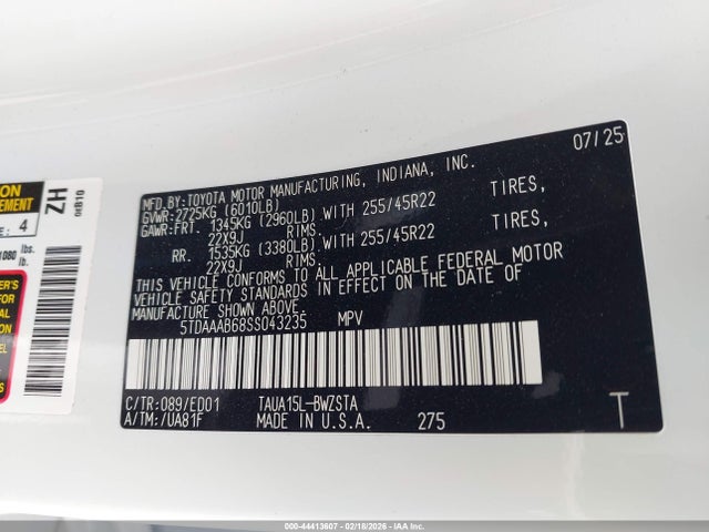 Продажа на аукционе авто 2025 Lexus Tx 350 F Sport Handling, vin: 5TDAAAB68SS043235, номер лота: 44413607