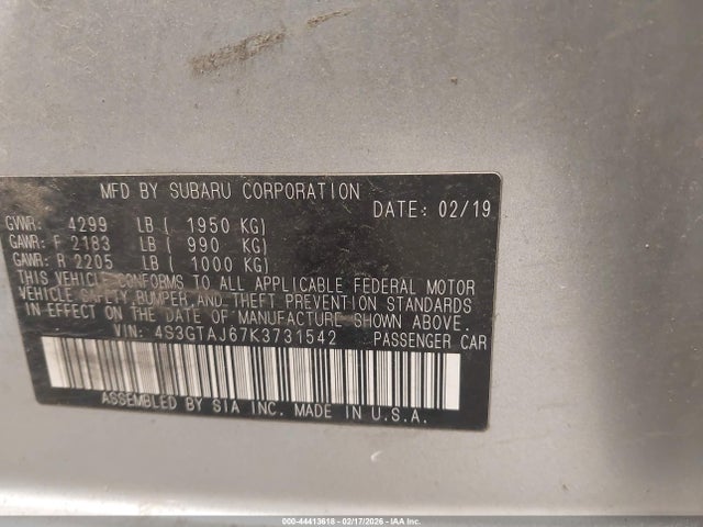 4S3GTAJ67K3731542 Subaru Impreza 2.0i Sport