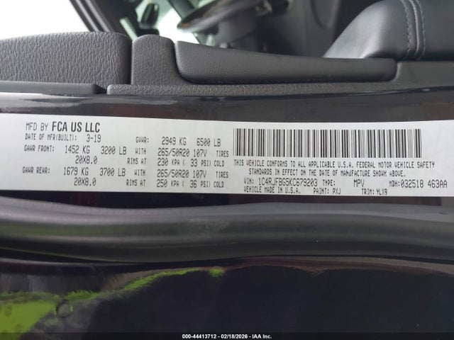 Продаж на аукціоні авто 2019 Jeep Grand Cherokee Limited X 4x4, vin: 1C4RJFBG5KC679203, номер лоту: 44413712