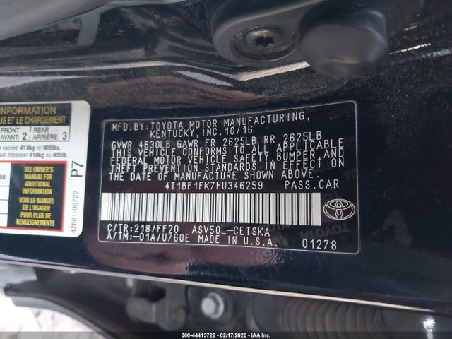 Toyota CAMRY SE 2017 4T1BF1FK7HU346259 Image 9