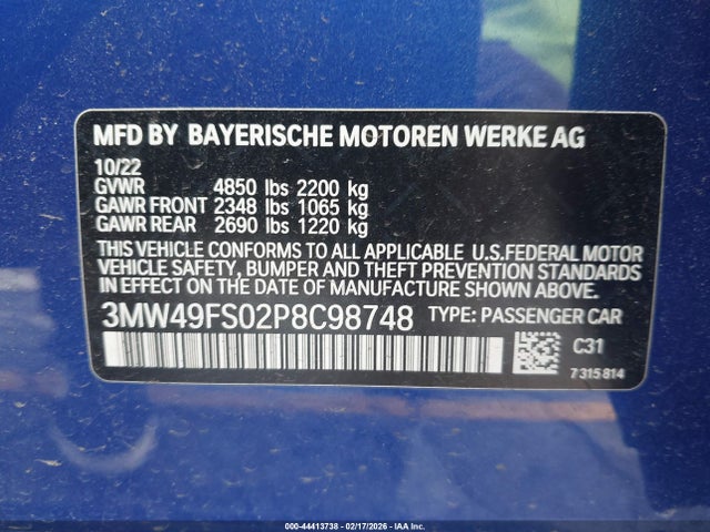 2023 BMW 3 SERIES 3MW49FS02P8C98748 Photo 8