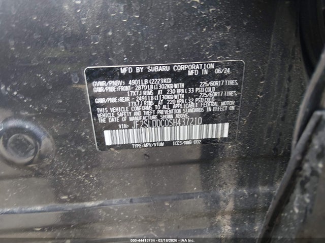 2025 Subaru Forester Premium მანქანა იყიდება აუქციონზე, vin: JF2SLDDC0SH437210, აუქციონის ნომერი: 44413794