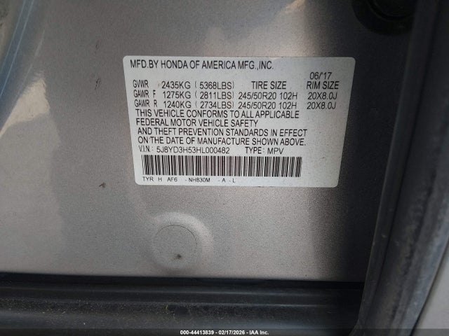 2017 Acura Mdx Technology Package მანქანა იყიდება აუქციონზე, vin: 5J8YD3H53HL000482, აუქციონის ნომერი: 44413839