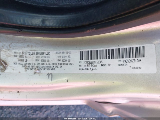 Продажа на аукционе авто 2012 Chrysler 200 Touring, vin: 1C3BCBEB8CN151945, номер лота: 44413866