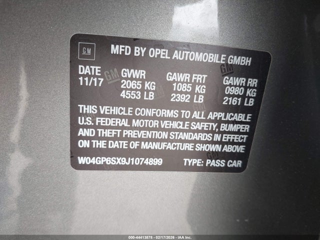 Продажа на аукционе авто 2018 Buick Regal Sportback Essence, vin: W04GP6SX9J1074899, номер лота: 44413878
