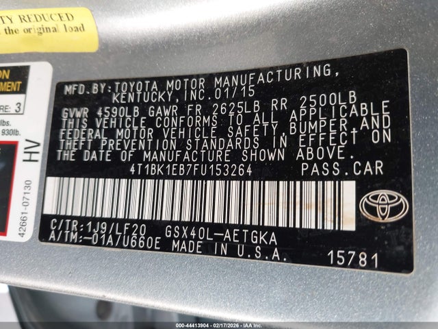 4T1BK1EB7FU153264 Toyota Avalon Xle Premium