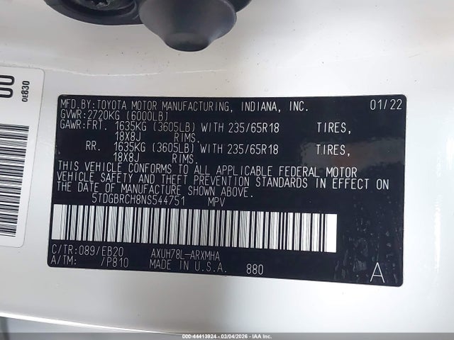 Toyota Highlander Hybrid Xle 2022 5TDGBRCH8NS544751 Image 9
