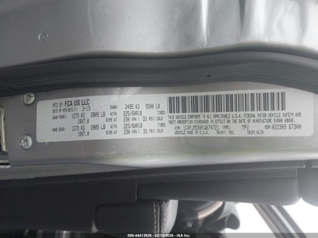2015 Jeep Cherokee Limited მანქანა იყიდება აუქციონზე, vin: 1C4PJMDS0FW674721, აუქციონის ნომერი: 44413926