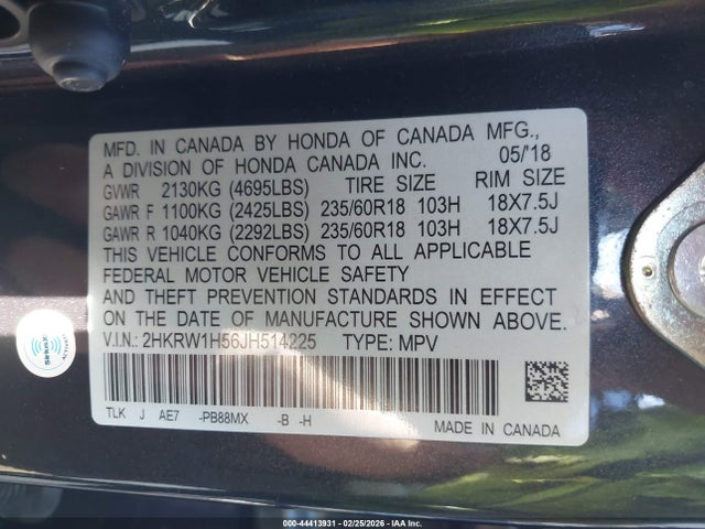 2HKRW1H56JH514225 Honda CR-V EX
