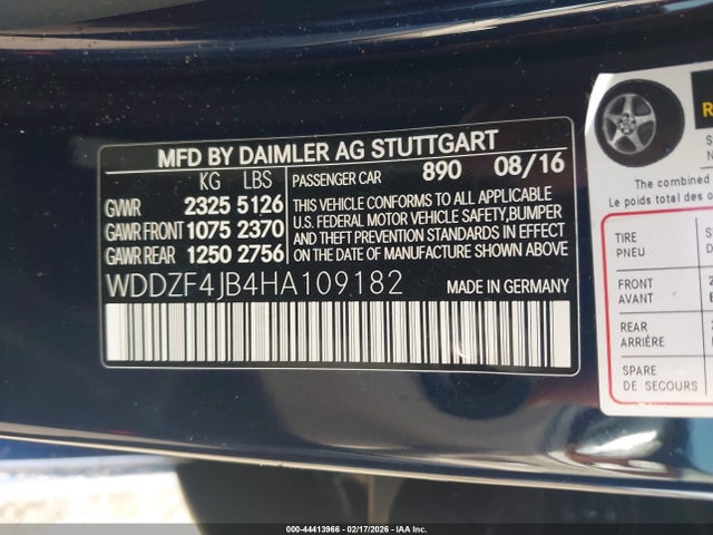 Продаж на аукціоні авто 2017 Mercedes-benz E 300, vin: WDDZF4JB4HA109182, номер лоту: 44413966