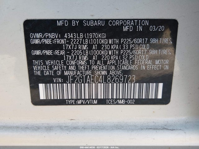 2020 SUBARU CROSSTREK JF2GTAEC4L8269723 Photo 8
