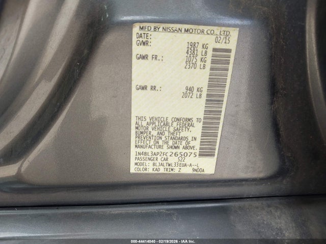 Nissan Altima 3.5 Sl 2015 1N4BL3AP2FC265075 Image 9