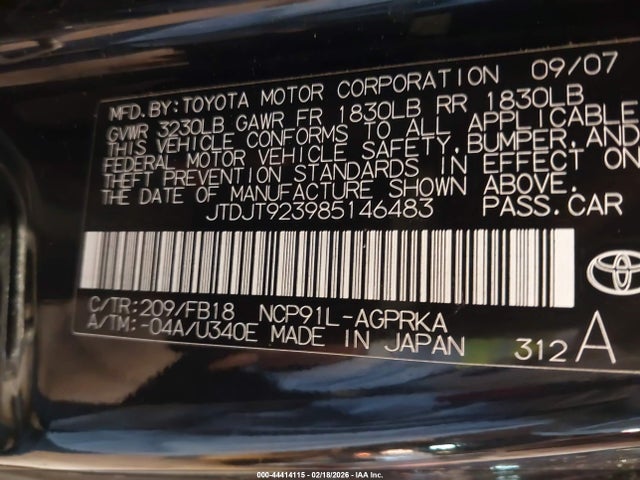 2008 TOYOTA YARIS JTDJT923985146483 Photo 8