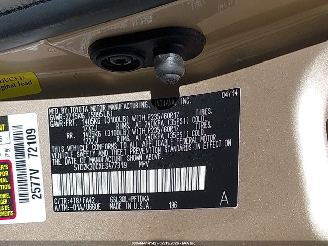 2014 TOYOTA SIENNA 5TDZK3DCXES477319 Photo 8