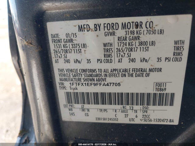 Ford F-150 Xl 2015 1FTFX1EF9FFA47705 Image 9