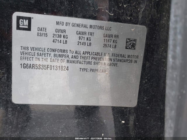 Продажа на аукционе авто 2015 Cadillac Cts Luxury, vin: 1G6AR5S35F0131824, номер лота: 44414177