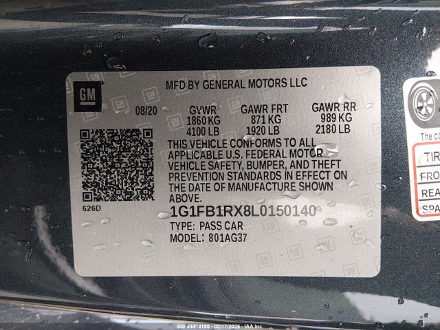 2020 CHEVROLET CAMARO 1G1FB1RX8L0150140 Photo 8