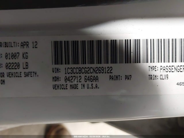 Продаж на аукціоні авто 2012 Chrysler 200 Limited, vin: 1C3CCBCG2CN269122, номер лоту: 44414224