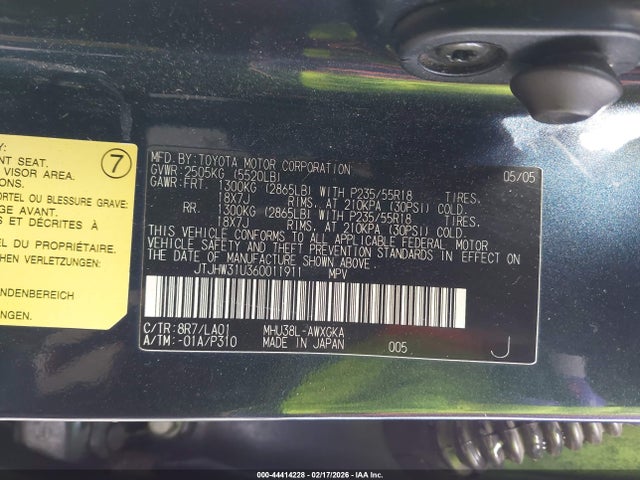 Продажа на аукционе авто 2006 Lexus Rx 400h, vin: JTJHW31U360011911, номер лота: 44414228