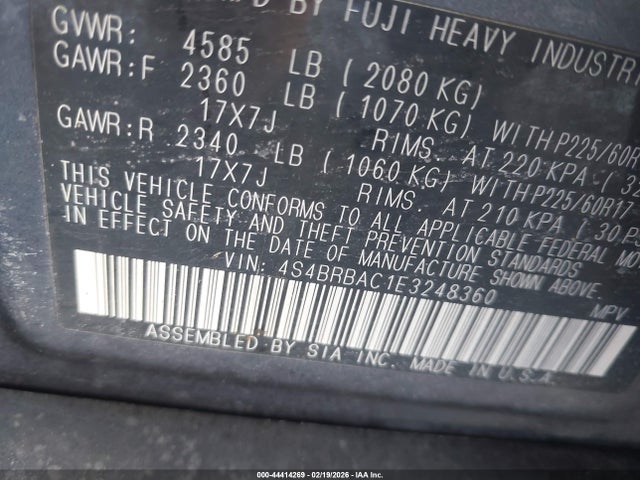 Subaru Outback 2.5i 2014 4S4BRBAC1E3248360 Image 9