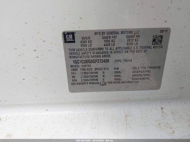 1GC1CUEG6GF272438 Chevrolet Silverado 2500hd Wt
