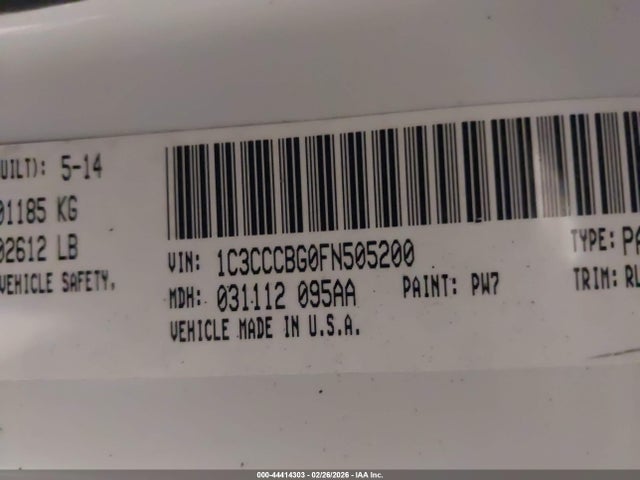 Продаж на аукціоні авто 2015 Chrysler 200 S, vin: 1C3CCCBG0FN505200, номер лоту: 44414303