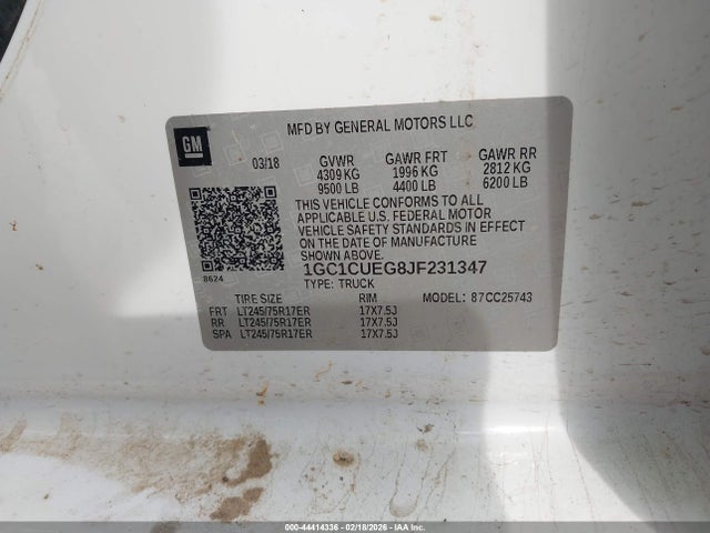 1GC1CUEG8JF231347 Chevrolet Silverado 2500hd Wt