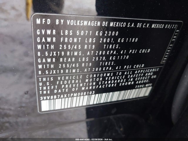 Продажа на аукционе авто 2023 Volkswagen Tiguan 2.0t Se R-line Black, vin: 3VV8B7AX1PM008103, номер лота: 44414368