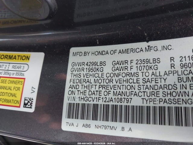 1HGCV1F12JA108797 Honda ACCORD LX