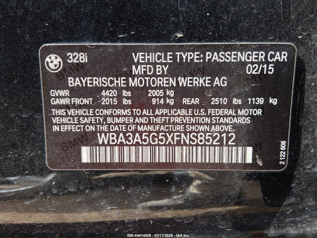 2015 BMW 328I WBA3A5G5XFNS85212 Photo 8